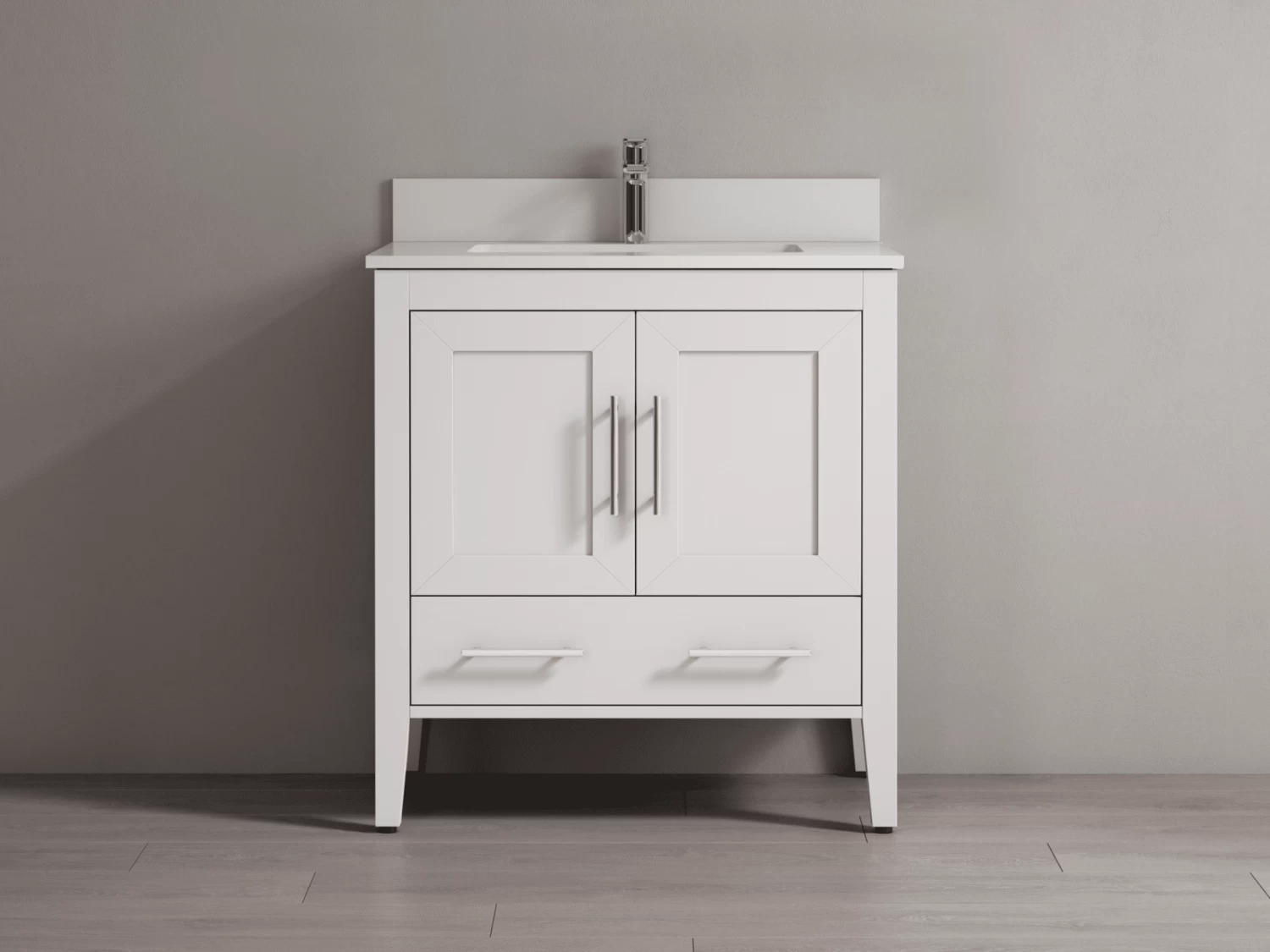SHERWOOD SOLID WOOD VANITY SW-23-30-W MATTE WHITE CABINET WITH CALACATTA QUARTZ TOP 30IN (W) X 22IN (D) X 33IN (H) 3 SHERWOOD SOLID WOOD VANITY SW-23-30-W MATTE WHITE CABINET WITH CALACATTA QUARTZ TOP 30IN (W) X 22IN (D) X 33IN (H)