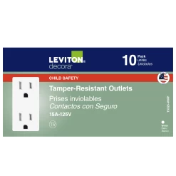 LEVITON T5325 WH REC TR DEC DUP 15A125V 10 PACK