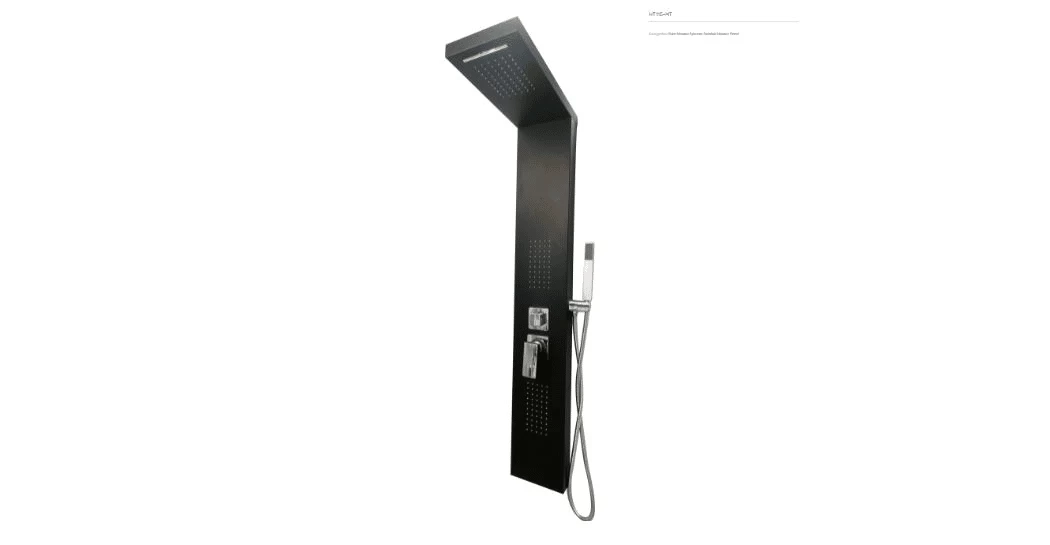 HT-115MT MATTE BLACK RAINFALL SHOWER PANEL WITH JETS 3 HT-115MT MATTE BLACK RAINFALL SHOWER PANEL WITH JETS