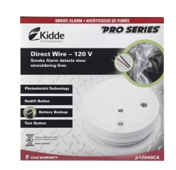KIDDE PPE120CA Hardwire Photoelectric Smoke Alarm With Battery Back-up
