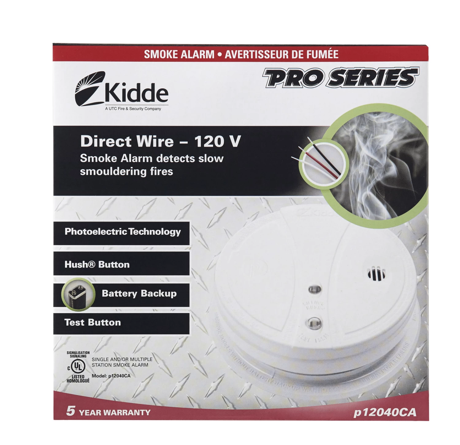 KIDDE PPE120CA Hardwire Photoelectric Smoke Alarm With Battery Back-up 3 KIDDE PPE120CA Hardwire Photoelectric Smoke Alarm With Battery Back-up