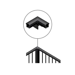 NUVO IRON BLCPC90 Black In-Line 90° Post Cap – Used On A Corner Post To Create A Smooth Continuous Line Railing. Screws Included.