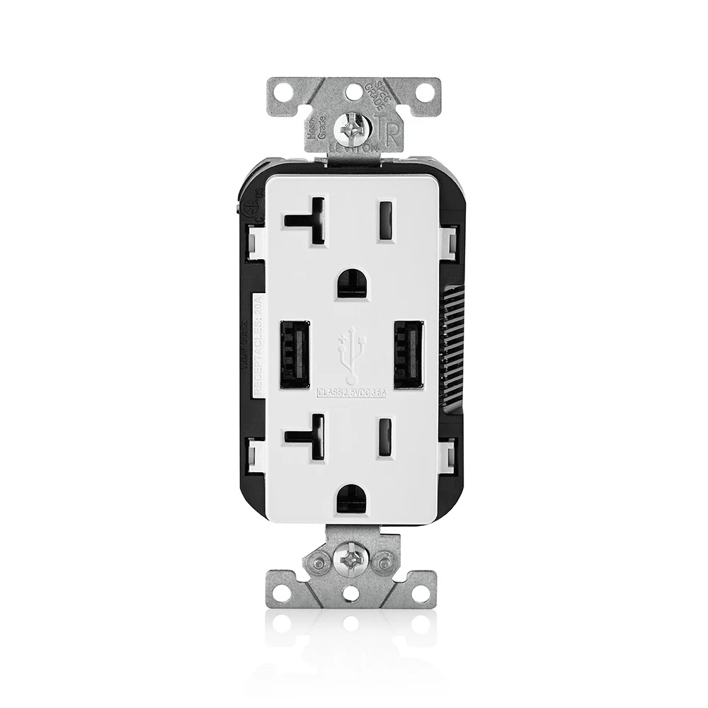 LEVITON T5832 WH DUP REC/2 USB PORT CHARGER 20A125V 4 LEVITON T5832 WH DUP REC/2 USB PORT CHARGER 20A125V - Image 2