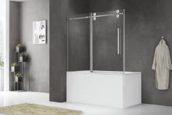 TZO FRAMELESS GLASS BATHTUB SLIDING DOOR WITH CHROME HARDWARE 60IN X 61IN 5698212-2-6061-CH