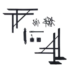 NUVO IRON HGCBHK01 Heavy Duty Gate Frame Brace Kit. Includes Finger/catch/handle/screws, Galvanized Steel, Powder Coated Black.