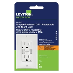 LEVITON GFNL1 WH TR SLIM ST GFCI/GUIDELITE W/WP 15A