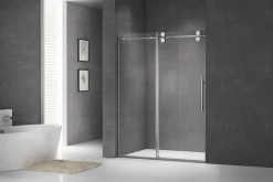 TZO FRAMELESS GLASS SHOWER SLIDING DOOR WITH CHROME HARDWARE 60IN X 77IN 5656212-6077-CH
