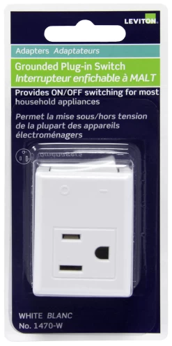 LEVITON 01470 Grounded Switch Tap, White