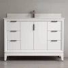 SHERWOOD SOLID WOOD VANITY SW-24-48-W MATTE WHITE CABINET WITH WHITE QUARTZ TOP 48IN (W) X 22IN (D) X 35IN (H) -Lumber Hardware Store ocw3fb99ften6egrsxmn