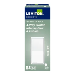 LEVITON 05604 WH DEC AC ROCK SW 4W 15A120/277VAC