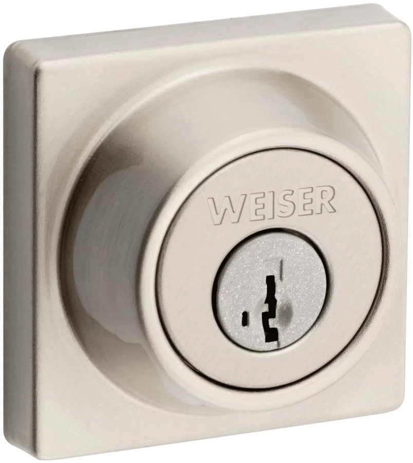 WEISER 9SSD94710-024 DEADBOLT SINGLE CYL SQUARE SATIN NICKEL 3 WEISER 9SSD94710-024 DEADBOLT SINGLE CYL SQUARE SATIN NICKEL