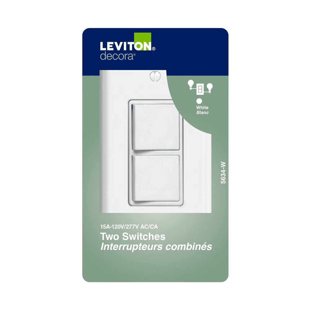 LEVITON 05634 WH COMBI DEC 2SW SP 15A120/277VAC 3 LEVITON 05634 WH COMBI DEC 2SW SP 15A120/277VAC