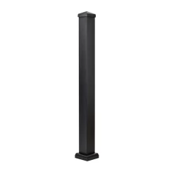 NUVO IRON BLPOP39 Black Surface Mount Post For Aluminum Railing. 3”x3”x39 3/4”. Used For 36” High Railing And When Used With Inline Post Cap 42” High Railing. Comes With Post Cap And Post Skirt
