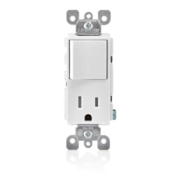 LEVITON T5625 WH COMBI ROCK SWITCH/TR REC
