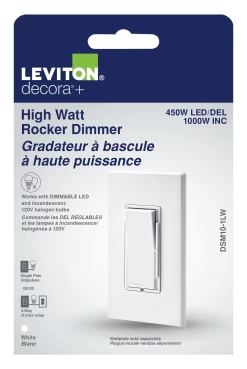LEVITON DSM10 WH DEC SL DIM SP 3W 1000W INC 450W LED
