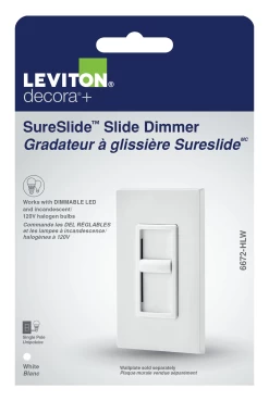 LEVITON 06672 WH DIM SLIDE DEC UNIVERSAL SP WO/PRESET