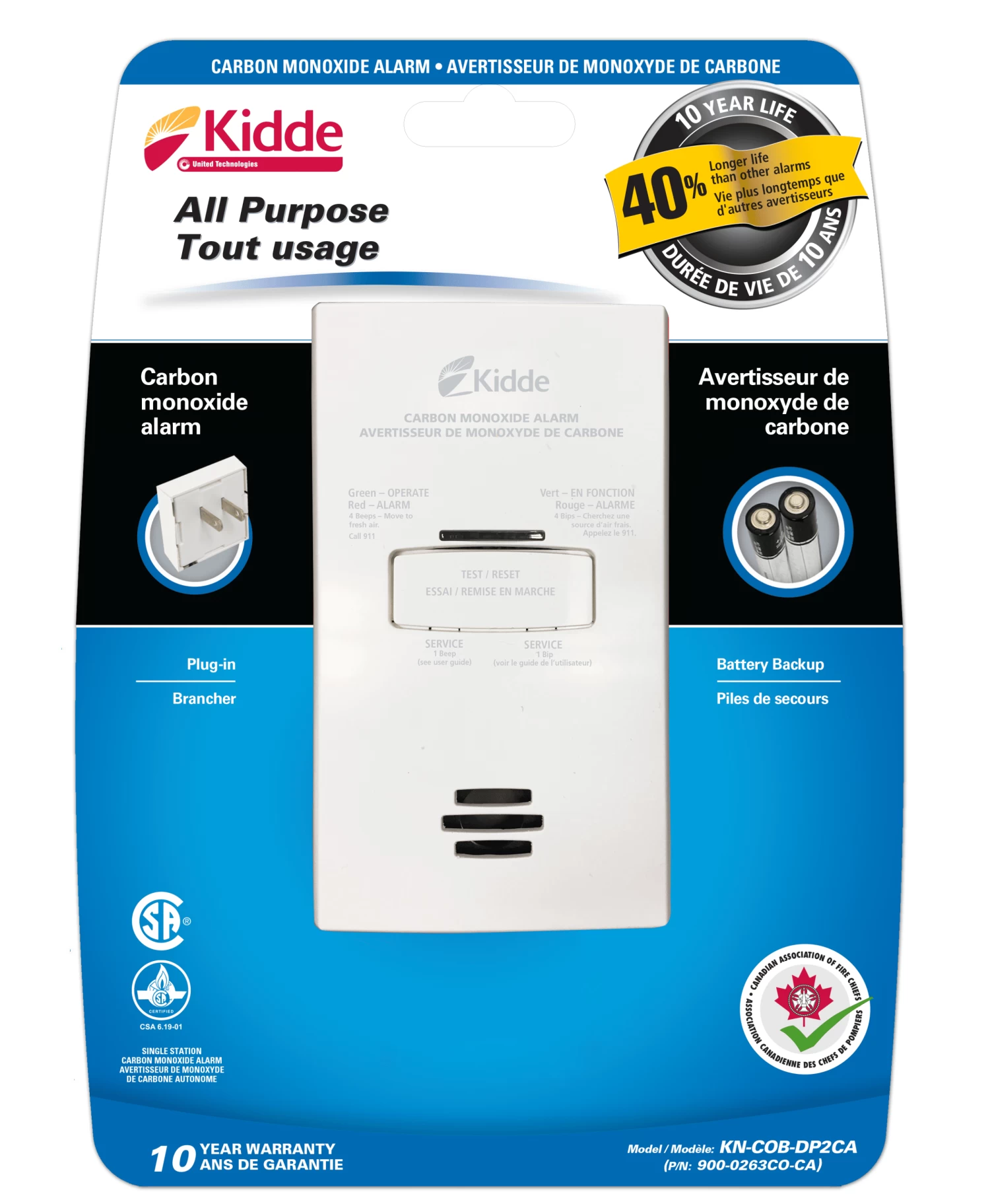 KIDDE 900-0263CO-CA Plug In Carbon Monoxide Alarm, Battery Backup 3 KIDDE 900-0263CO-CA Plug In Carbon Monoxide Alarm, Battery Backup
