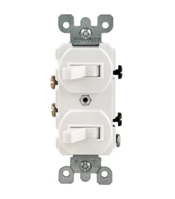 LEVITON 05224 WH COMBI 2SW DUP W/GRND SP 15A120/277VAC